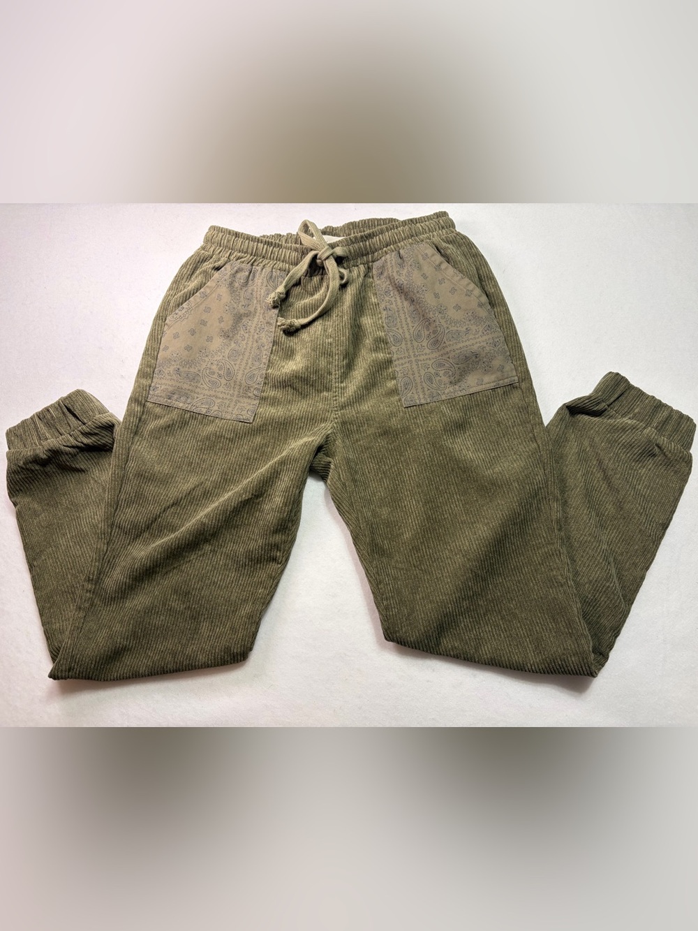 Vintage Havana Olive Green Corduroy Jogger Pants Boho comfy pants!